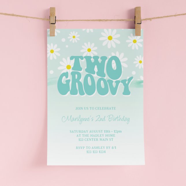 Invitación de cumpleaños Retro Two Groovy Daisy 2 (Subido por el creador)
