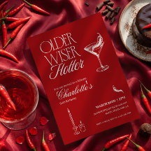 Invitación de cumpleaños roja para mujer mayor sab