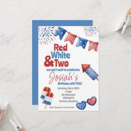 Invitación de cumpleaños Rojo Blanco y Dos