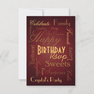Invitación de cumpleaños rojo tipo Savvy