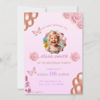 Invitación de cumpleaños rosa