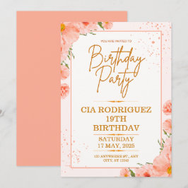 invitación de cumpleaños rosa