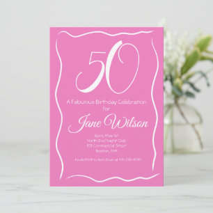 Invitación de cumpleaños rosa 50 y fabuloso