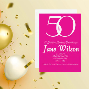 invitación de cumpleaños rosa 50 y fabuloso