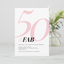 Invitación de cumpleaños rosa atrevida cincuenta y