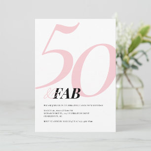 Invitación de cumpleaños rosa atrevida cincuenta y