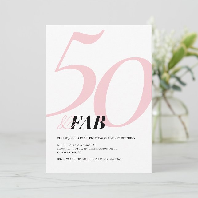 Invitación de cumpleaños rosa atrevida cincuenta y (Subido por el creador)