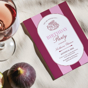 Invitación de cumpleaños rosa Borgoña