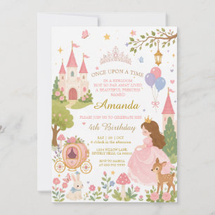 Invitación de cumpleaños rosa castillo de princesa