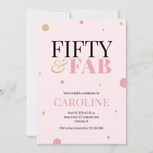 Invitación de cumpleaños rosa de 50 años y fabulos