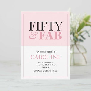Invitación de cumpleaños rosa de 50 años y fabulos