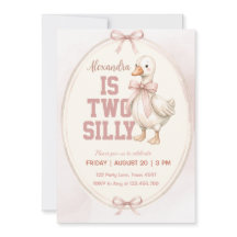invitación de cumpleaños rosa de dos gansos tontos
