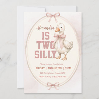 invitación de cumpleaños rosa de dos gansos tontos