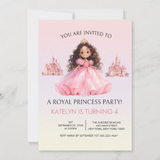 Invitación de cumpleaños rosa de fiesta de princes