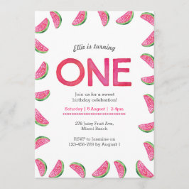 Invitación de cumpleaños | rosa de la sandía tropi