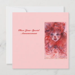 Invitación de cumpleaños rosa del payaso rojo pequ