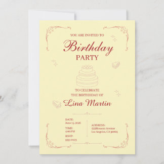 Invitación de cumpleaños rosa elegante