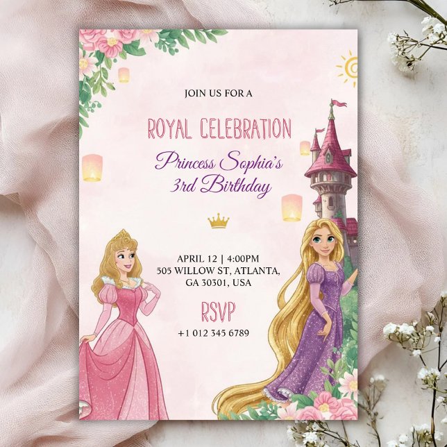 Invitación de cumpleaños rosa elegante (Subido por el creador)