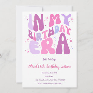 Invitación de cumpleaños rosa en mi era de cumplea
