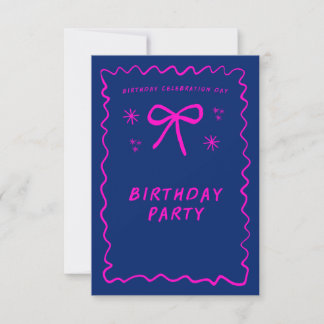 Invitación de cumpleaños rosa neón personalizable