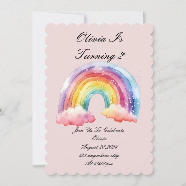 invitación de cumpleaños rosa para chicas (Anverso)