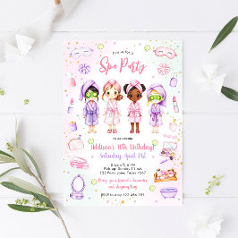 Invitación de cumpleaños rosa para fiesta de pijam