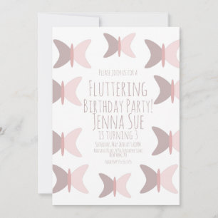 Invitación de cumpleaños rosa pastel mariposa bohe