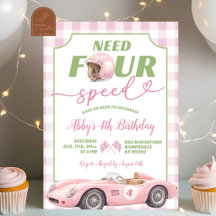 Invitación de cumpleaños rosa preppy retro Need Fo