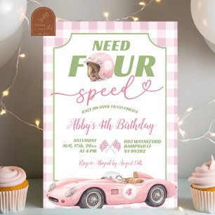 Invitación de cumpleaños rosa preppy retro Need Fo