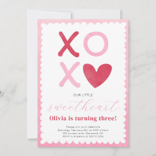 Invitación de cumpleaños rosa rojo Corazóncito