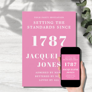 Invitación De Cumpleaños Rosa Y Blanco