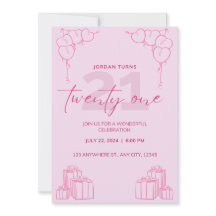 Invitación de cumpleaños rosado