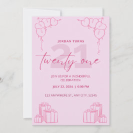 Invitación de cumpleaños rosado