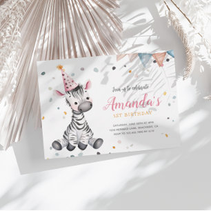 Invitación de cumpleaños rosado a animales Fiestas
