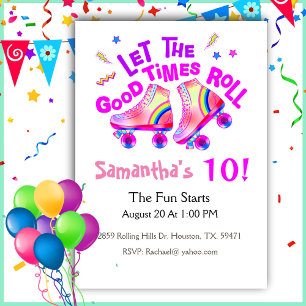 Invitación de cumpleaños rosado a los Chicas de pa