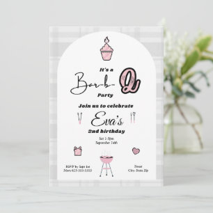 Invitación de cumpleaños rosado Bar-b-2