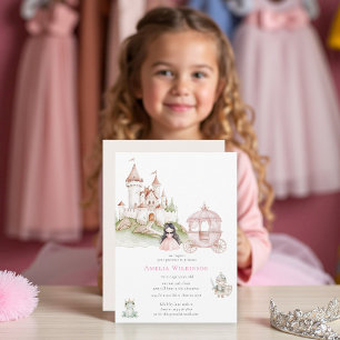 Invitación de cumpleaños rosado de la princesa Fai