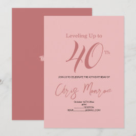 Invitación de cumpleaños rosado moderno