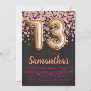 Invitación de cumpleaños Rose Gold 13
