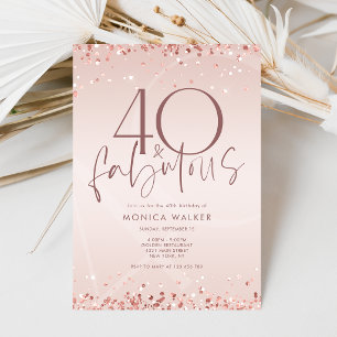 Invitación de cumpleaños Rose Gold 40 y fabuloso