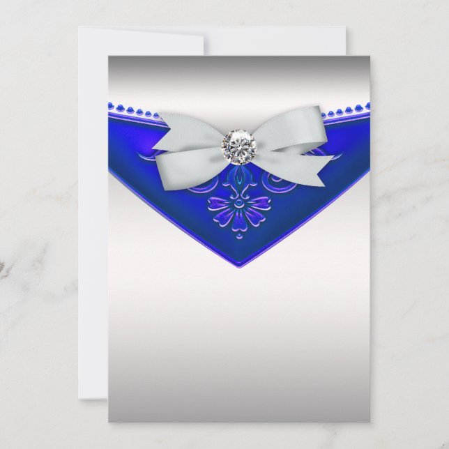 Invitación de cumpleaños Royal Blue White Diamond (Anverso)