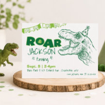 Invitación de cumpleaños Rugido de dinosaurio