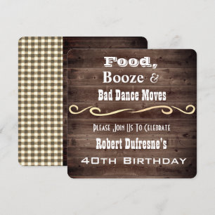 Invitación de cumpleaños rústica a "Mal Baile"