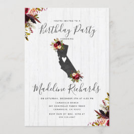 Invitación de cumpleaños rústica del estado de Cal