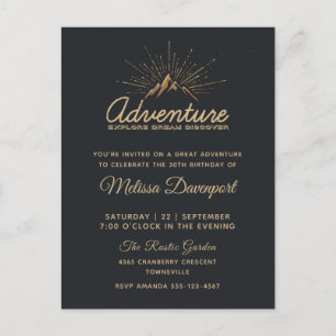 Invitación de cumpleaños rústica para aventura en 