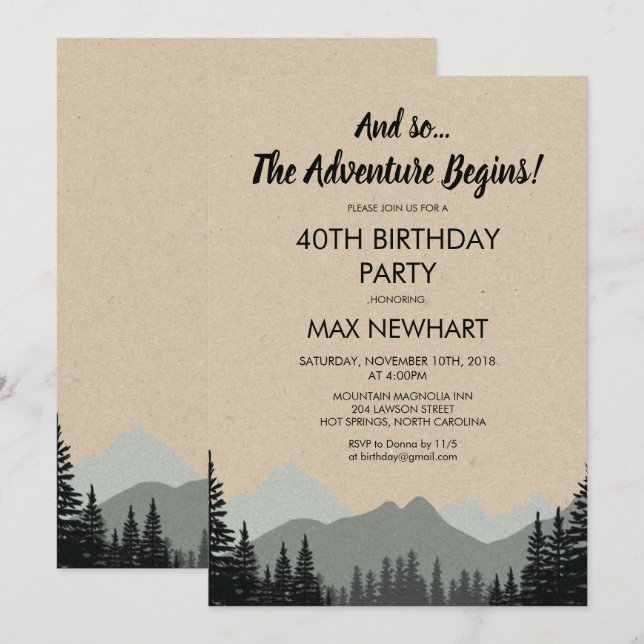 INVITACIÓN DE CUMPLEAÑOS RÚSTICA PARA CUALQUIER ED (Anverso / Reverso)