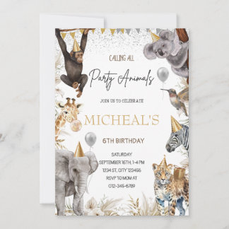 Invitación de cumpleaños safari animal de fiesta E