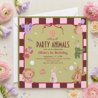 Invitación de cumpleaños Safari Animales Fiesta Re
