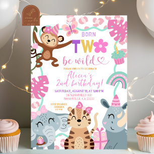 Invitación de cumpleaños Safari chica Nacida para