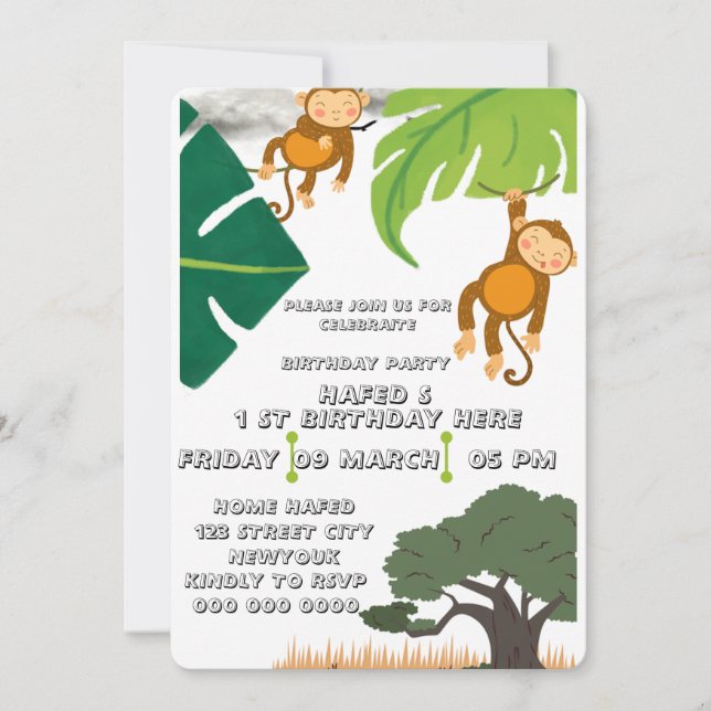 Invitación de cumpleaños Safari, Chico salvaje cum (Anverso)